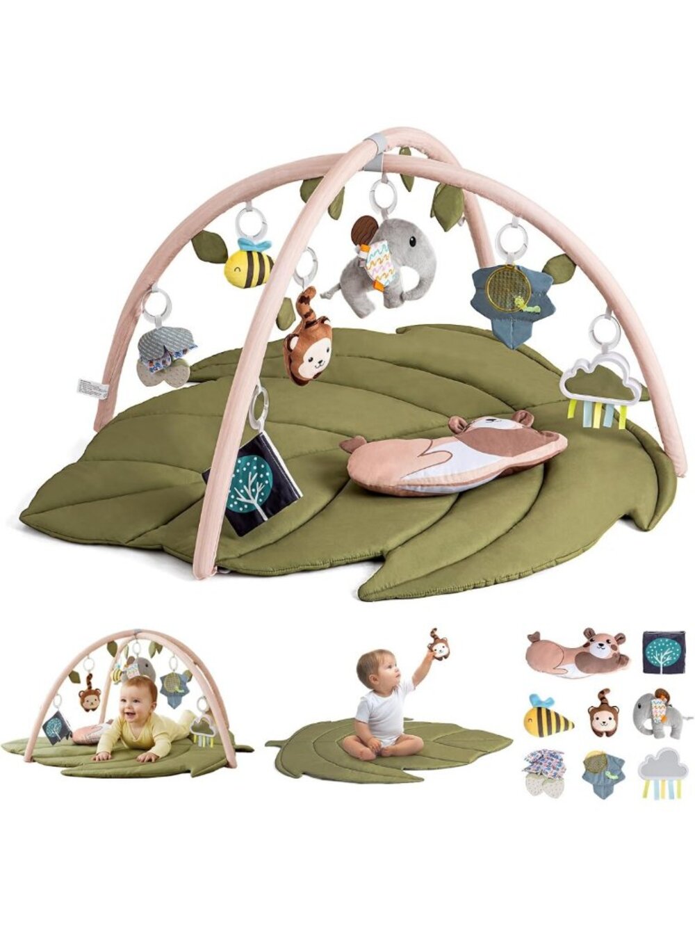 Extra Large Baby Play Gym & Tummy Time Mat, Leaf-Shaped Play Mat for Infants
